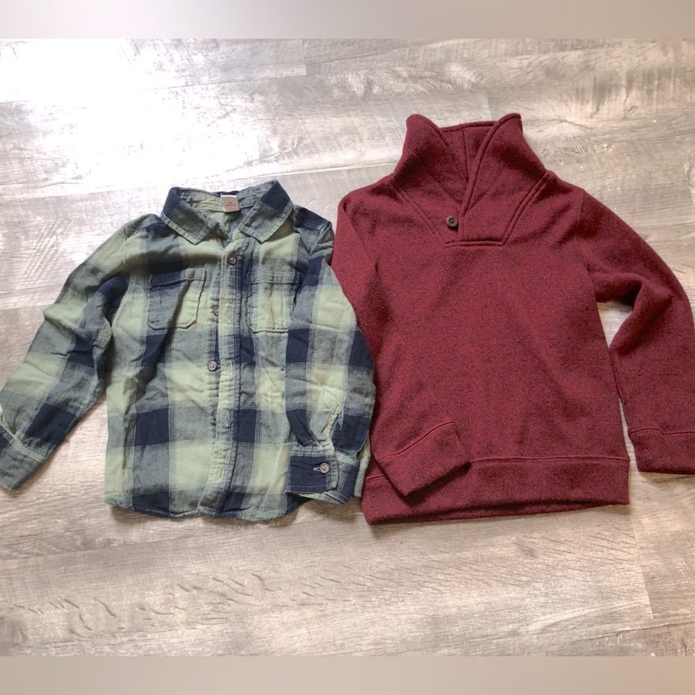 Old Navy Green and Black Plaid Button-Down Shirt Sonoma Dress Sweater Burgundy